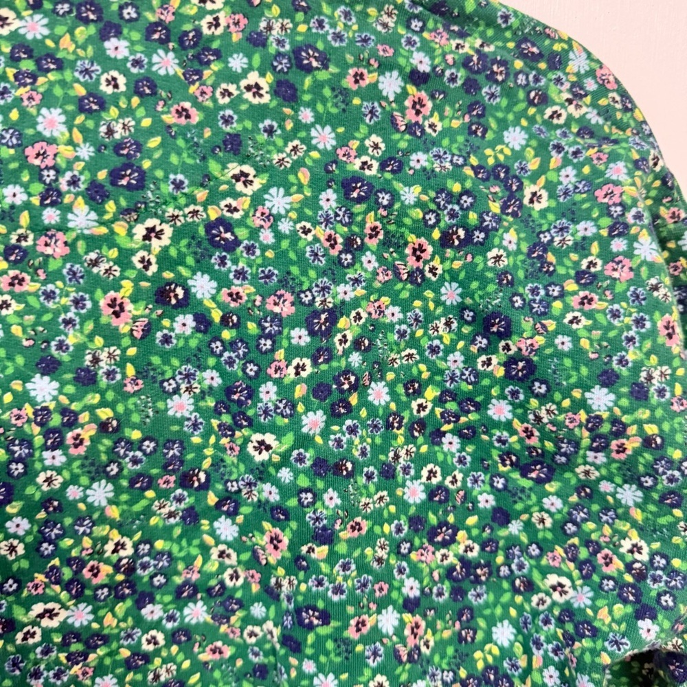 ZARA Green Floral Cropped Boxy Polo Collared Shirt | Size S - Picture 2 of 4
